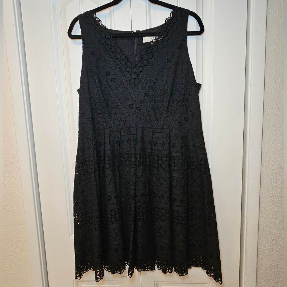 LOFT Black Sleeveless V-Neck A-Line Mini Dress